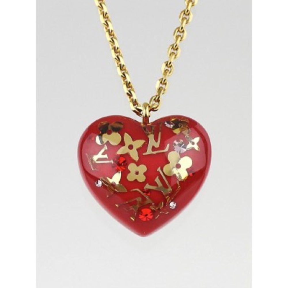 💕💯 Auth LV Red Heart Inclusion Necklace💕